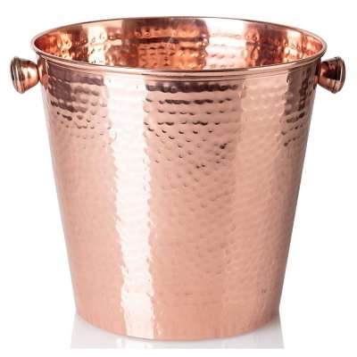 Copper bucket with hammered